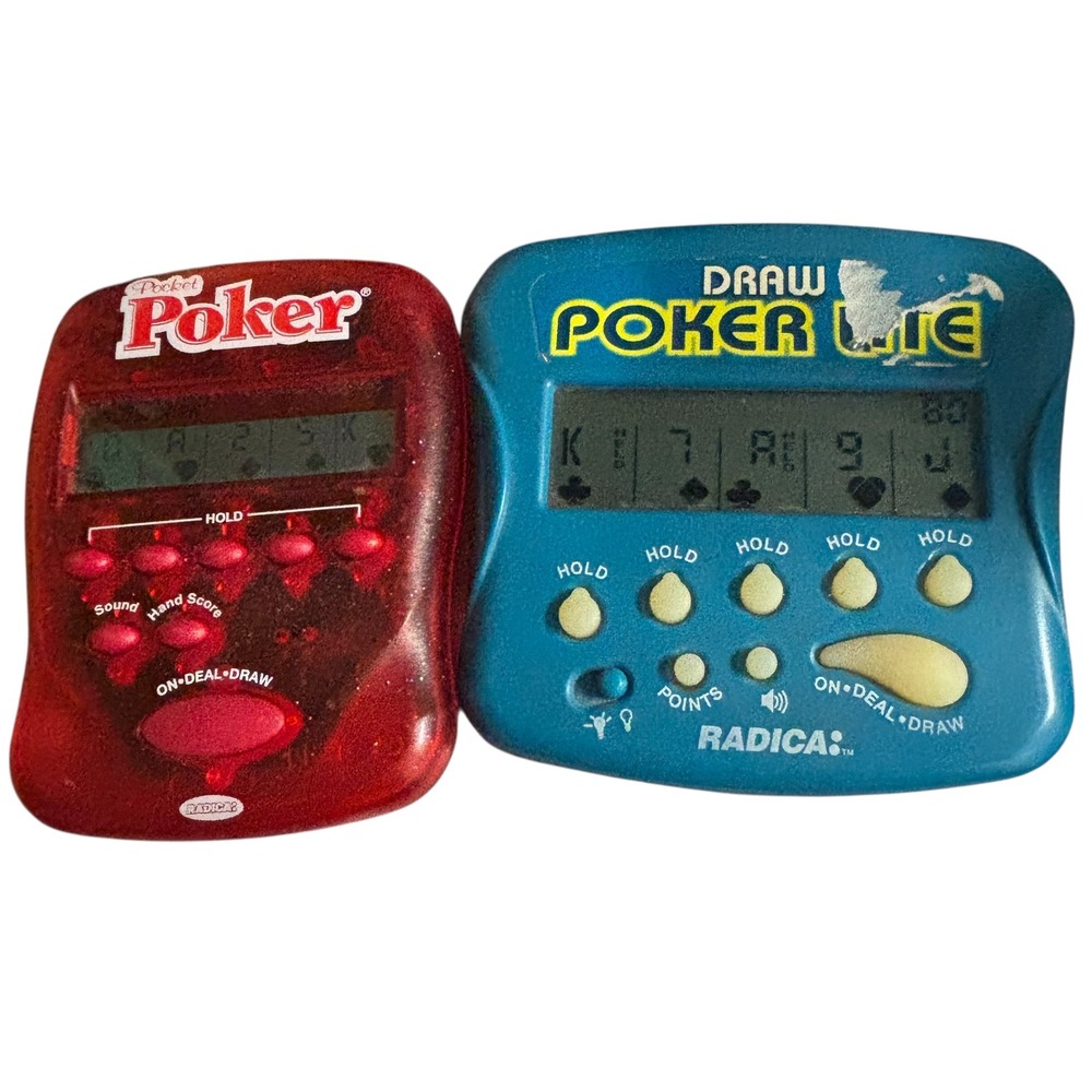 Radica Pocket Poker and Draw Poker Lite Electronic Handheld Games Lot